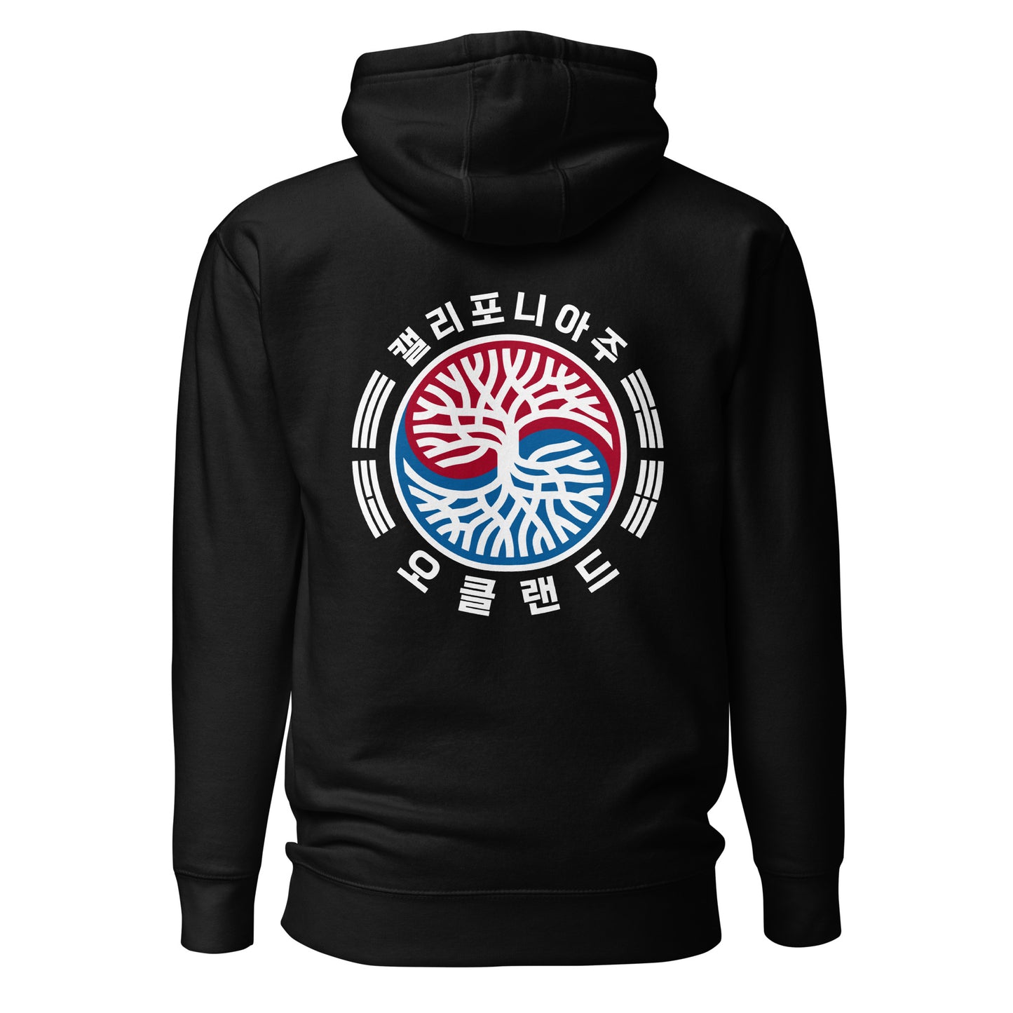 TAEGEUK OAK AND ROOTS HOODIE - RED&BLUE ON BLACK