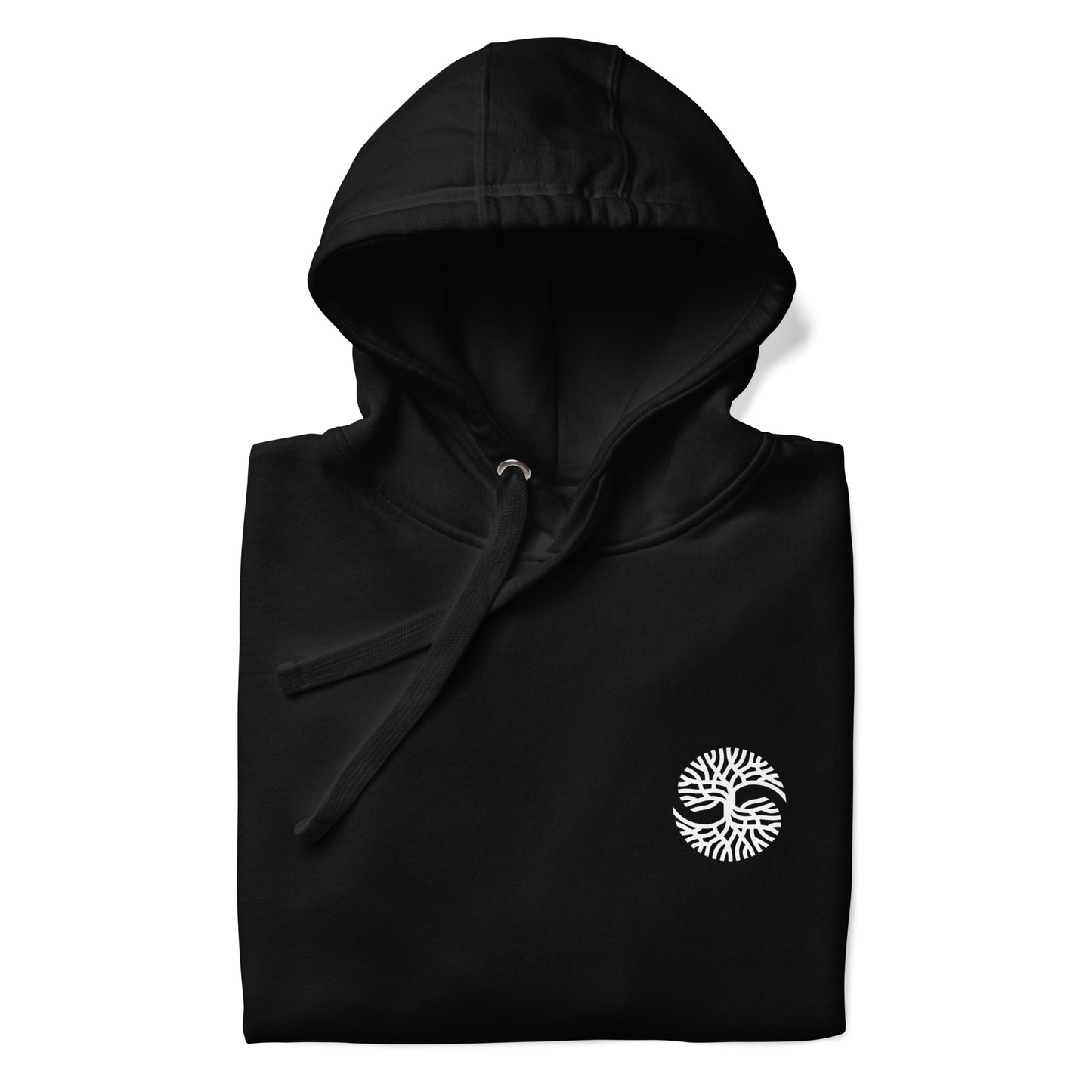 TAEGEUK OAK AND ROOTS HOODIE - WHITE ON BLACK